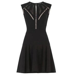 BCBG Maxazria "Aynn" Black Cut Out Sheer-Trim Sleeveless Dress Size: 0